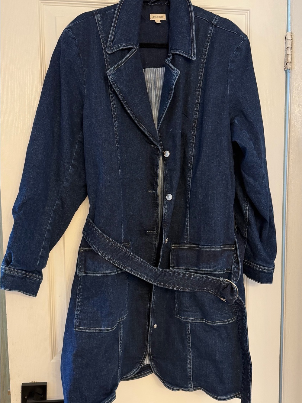 Dark Indigo Denim Trench Dress with Belt